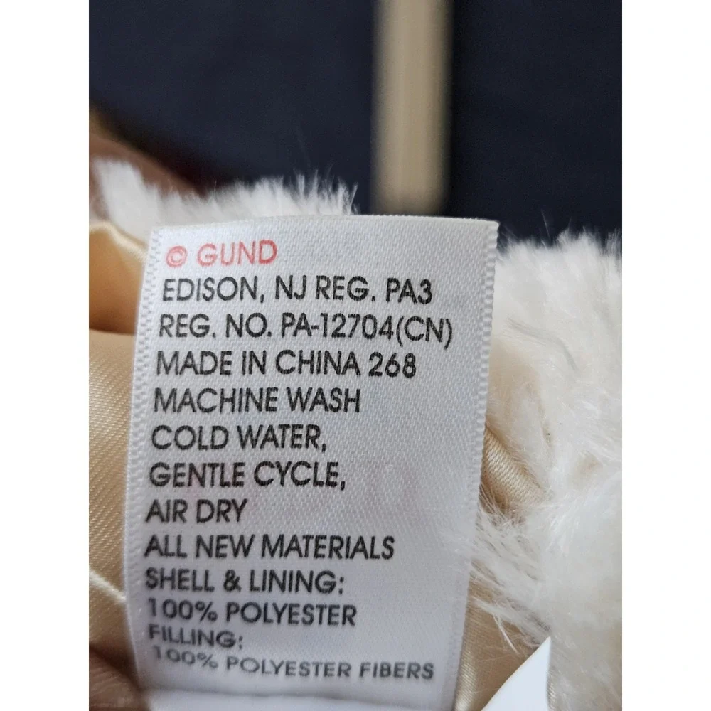 GUND‎ Baby Teddy Bear Plush Coat Jacket 3–12 Months Ivory Hooded Rattle NWT